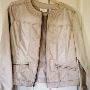 Chico's 1 (8/10) Cream Denim Zippered Jacket